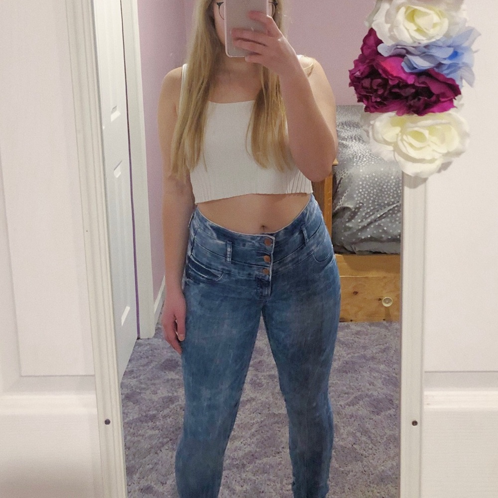 High Waisted Acid Wash Jeans